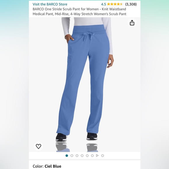 Excellent used condition, barco one womens size medium scrub pants ciel blue - Picture 6 of 6